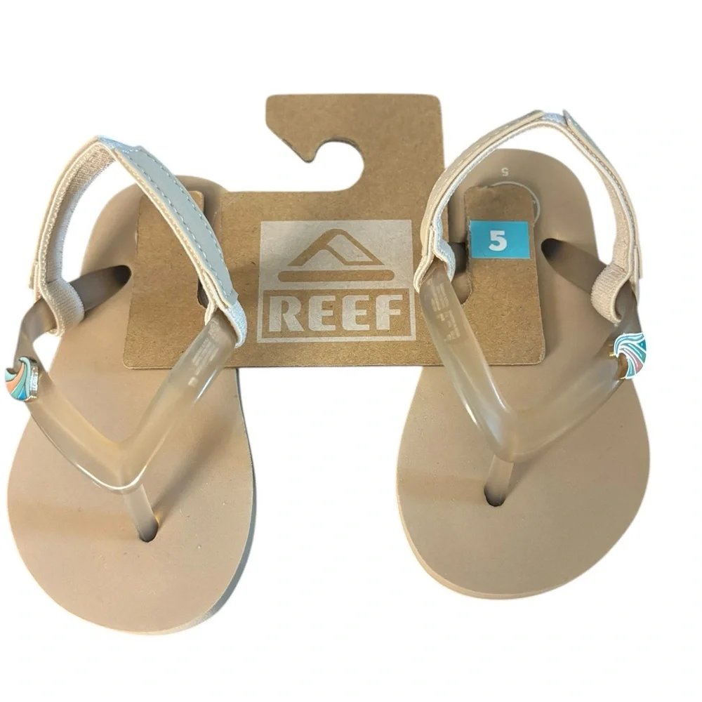 Reef Little Kids Tan Sandals Rhinestone Accents Size 5 Toddler - Picture 8 of 10